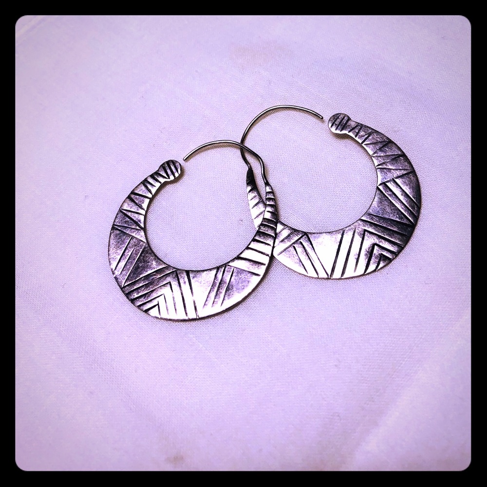 Native American Sterling Silver Hoops